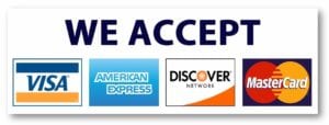 we accept visa american express discover mastercard credit cards
